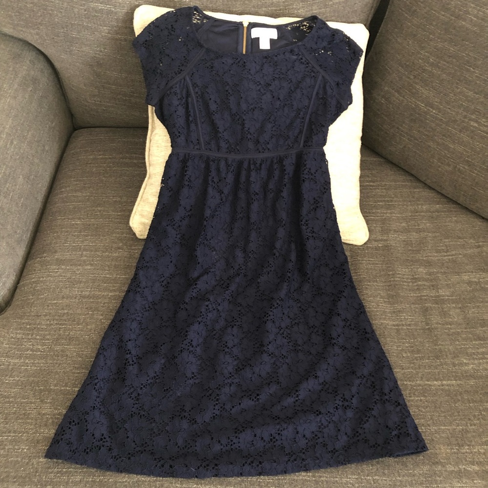 Navy floral eyelet maternity dress
